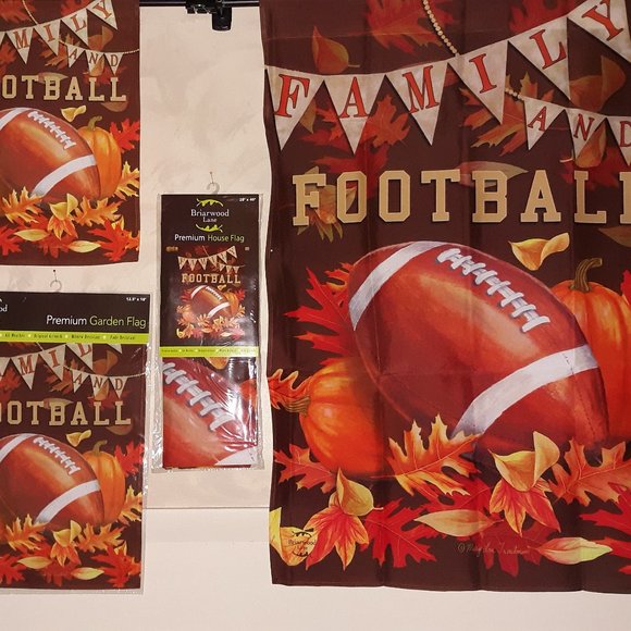 2 Flags Family Football Fall House Flag PLUS Garden FLAG Autumn Leaves - Picture 6 of 7